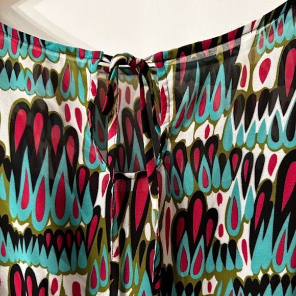 Beautiful Nicole Miller "Romantic Retro" Sheer Blouse~ Size M (B12) - Picture 6 of 8